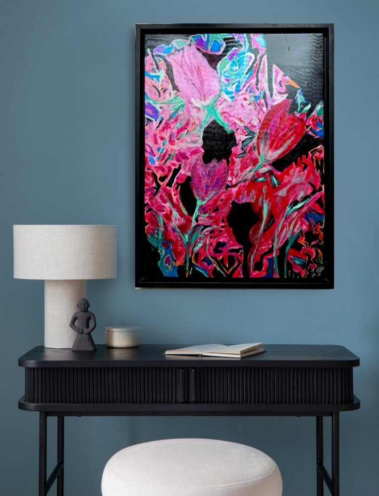 Tulips of the Rising Moon (Large framed canvas)