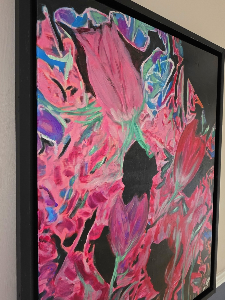 Tulips of the Rising Moon (Large framed canvas)