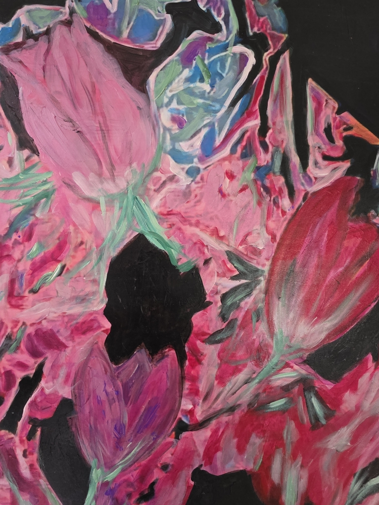 Tulips of the Rising Moon (Large framed canvas)