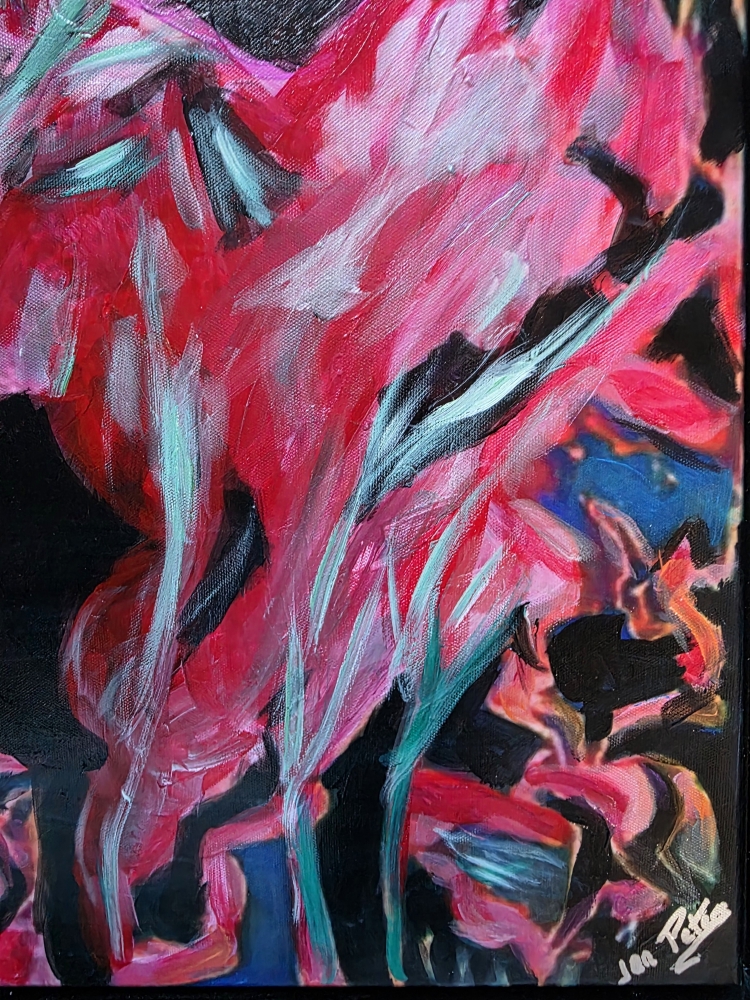 Tulips of the Rising Moon (Large framed canvas)