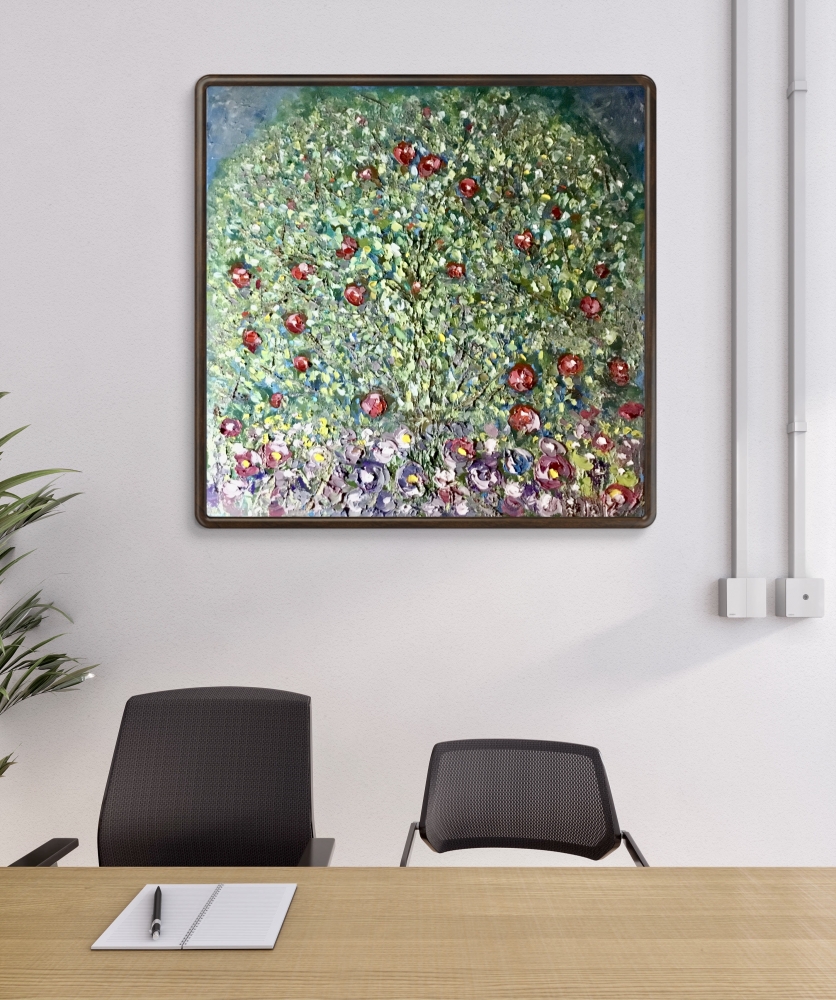 Garden of Red Apples” – Klimt Apple Tree Inspired Oil Painting