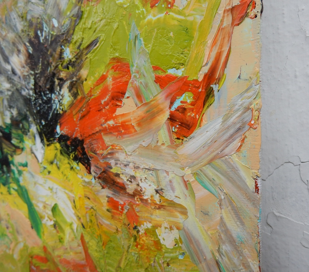 Abstract small painting.  Summer in the city.