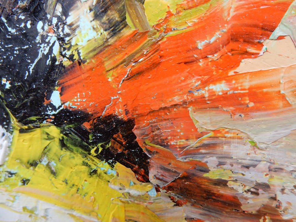 Abstract small painting.  Summer in the city.