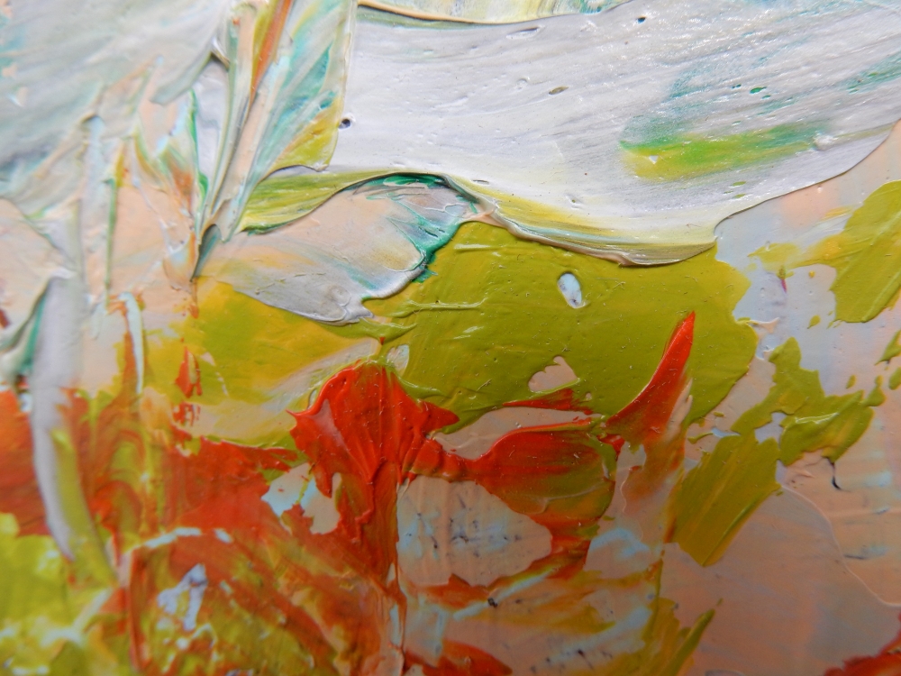 Abstract small painting.  Summer in the city.