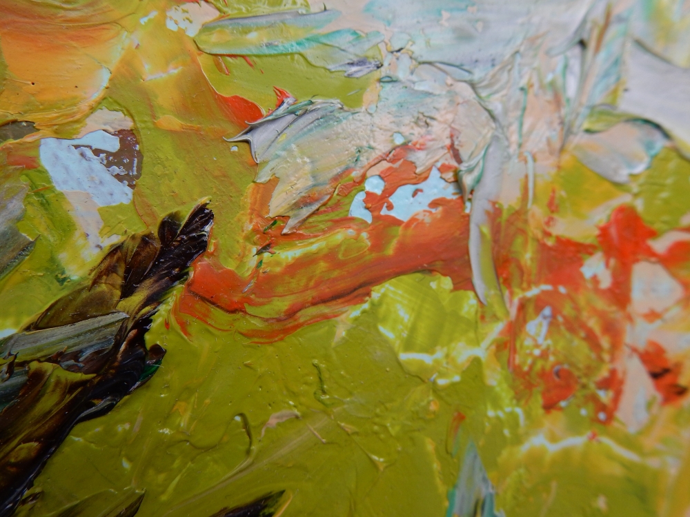 Abstract small painting.  Summer in the city.