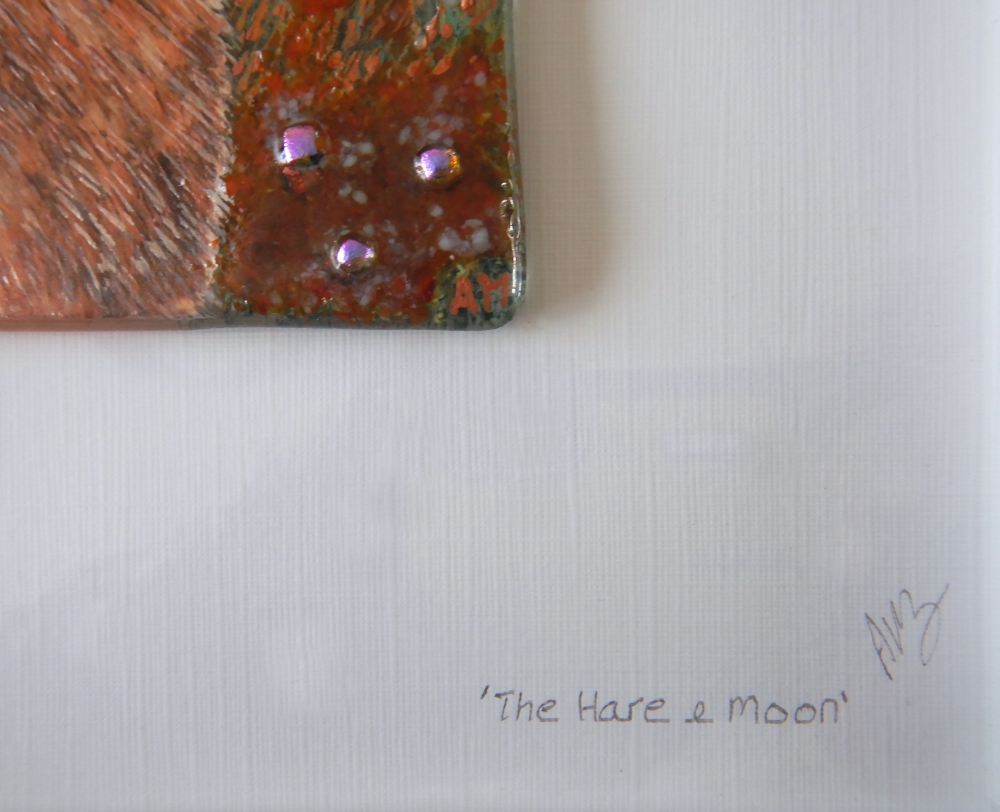 Handmade Fused Glass 'Hare & Moon' Picture.