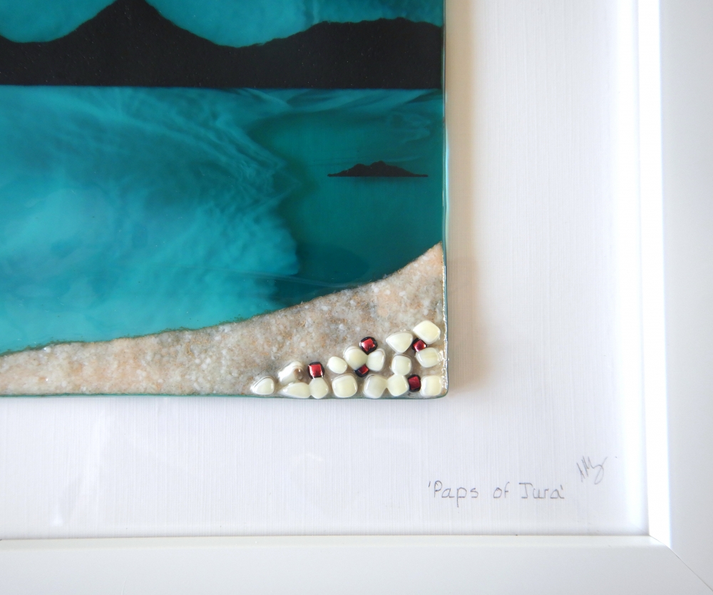 Fused glass 'Paps of Jura' Picture.
