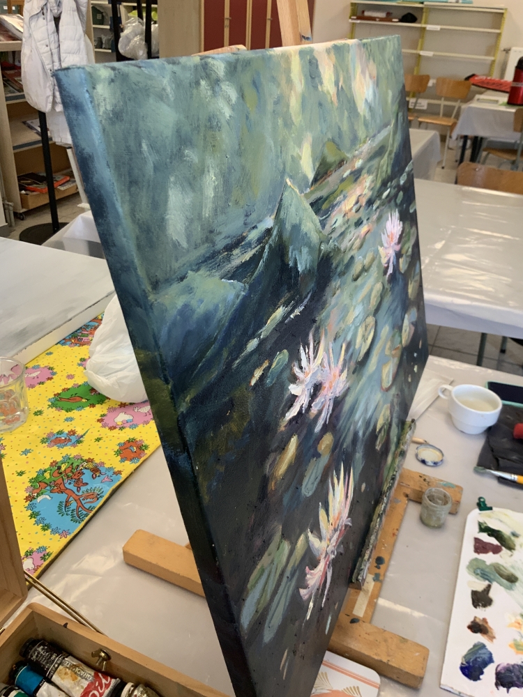 Indigo Serenity - water lilies pond
