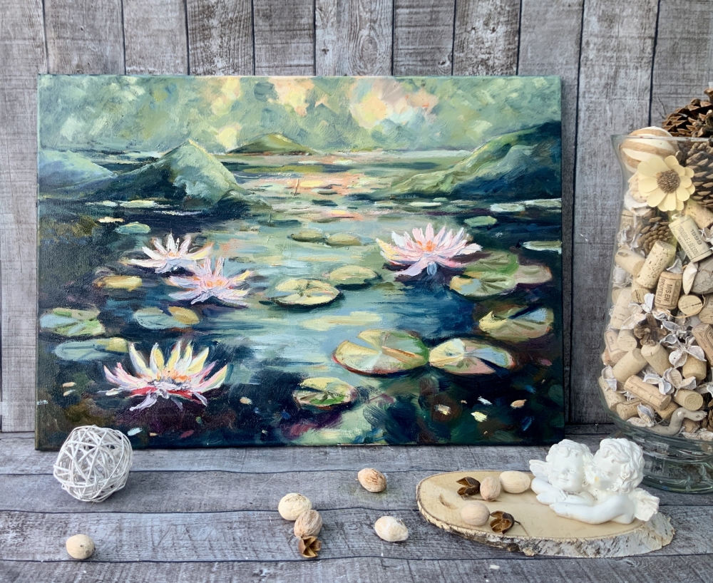 Indigo Serenity - water lilies pond