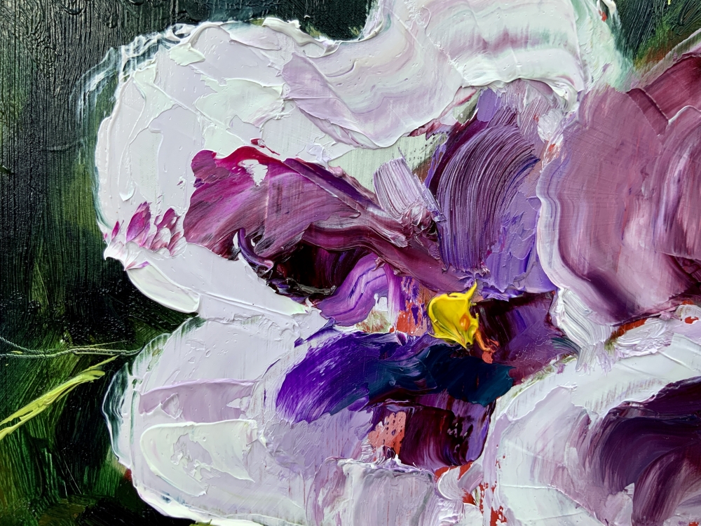 Pansies in a glass vase - floral art