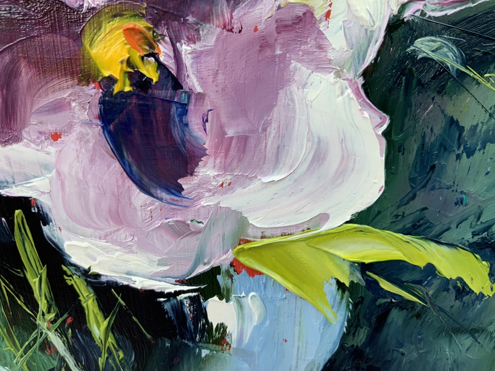 Pansies in a glass vase - floral art