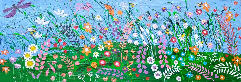 Floral Meadow in A Blue Sky