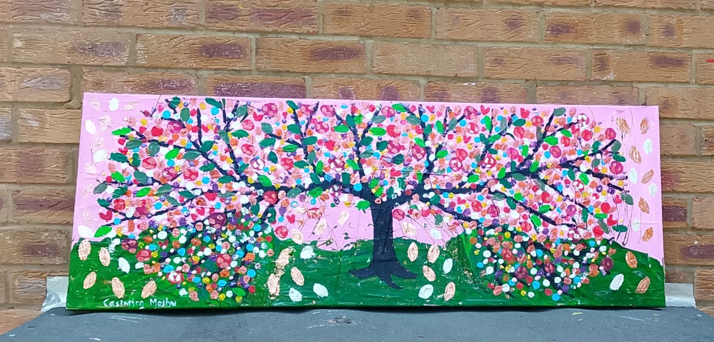 Quirky Colourful Tree in a Pink Sky 