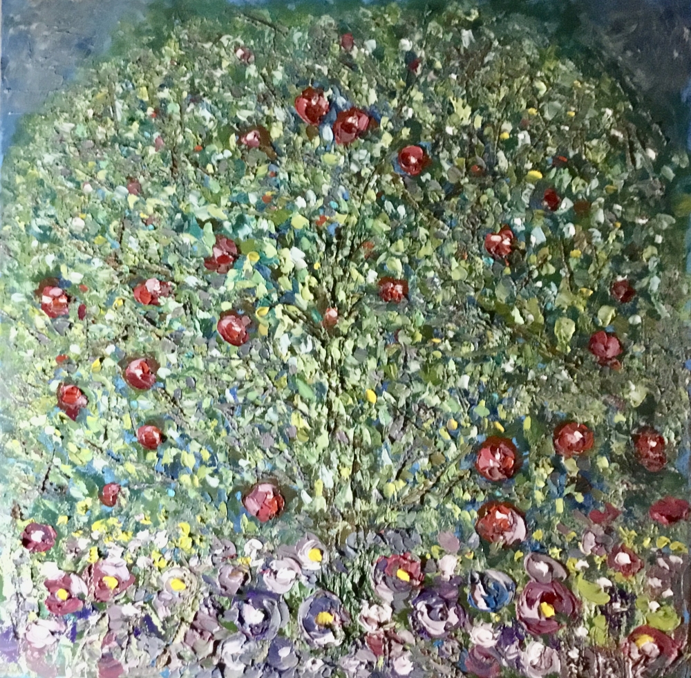 Garden of Red Apples” – Klimt Apple Tree Inspired Oil Painting