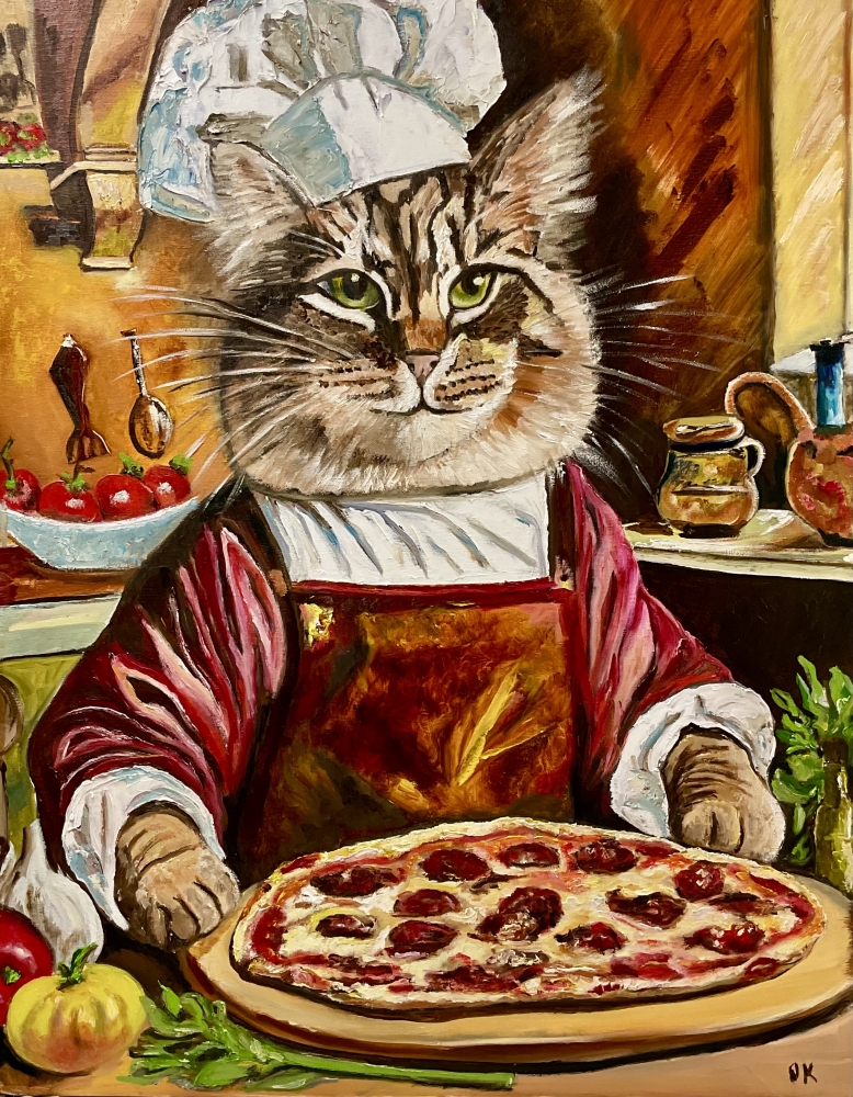Cat pizza maker. Size 92 x 72 cm 