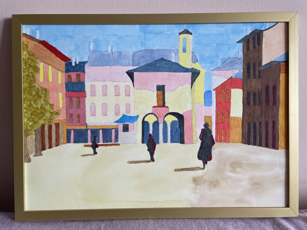 Silhouettes in the old town square