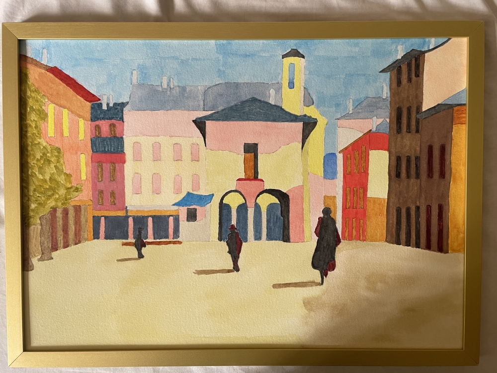 Silhouettes in the old town square