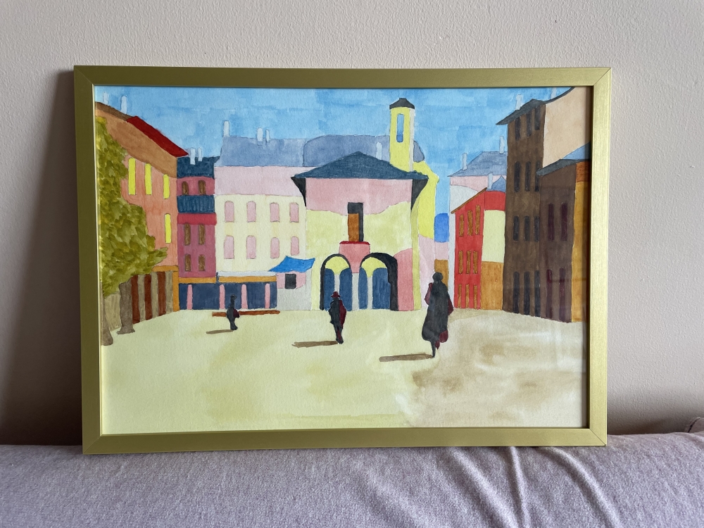 Silhouettes in the old town square