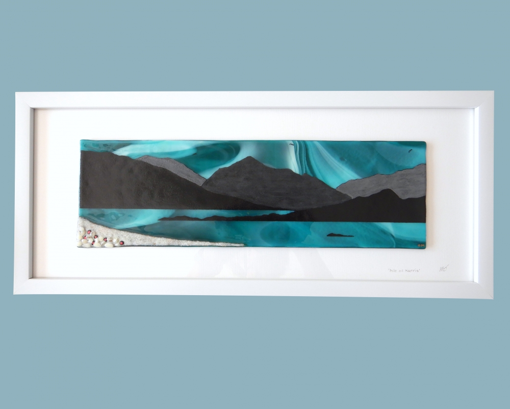 Handmade Fused Glass 'Isle of Harris' Picture.