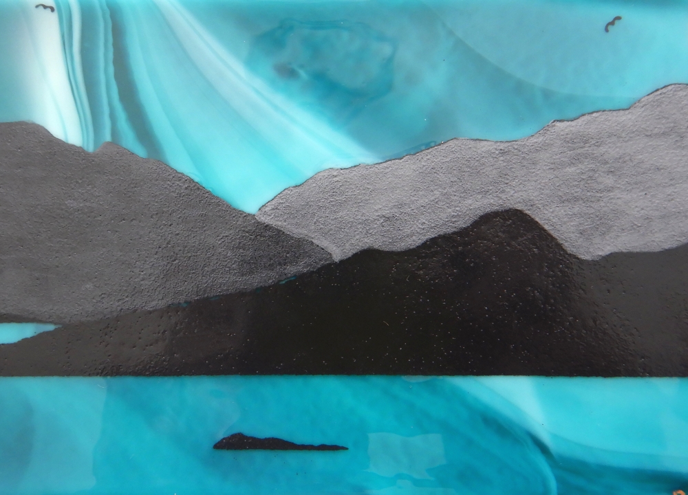 Handmade Fused Glass 'Isle of Harris' Picture.