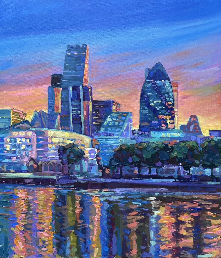 London City Skyline at Sunset 