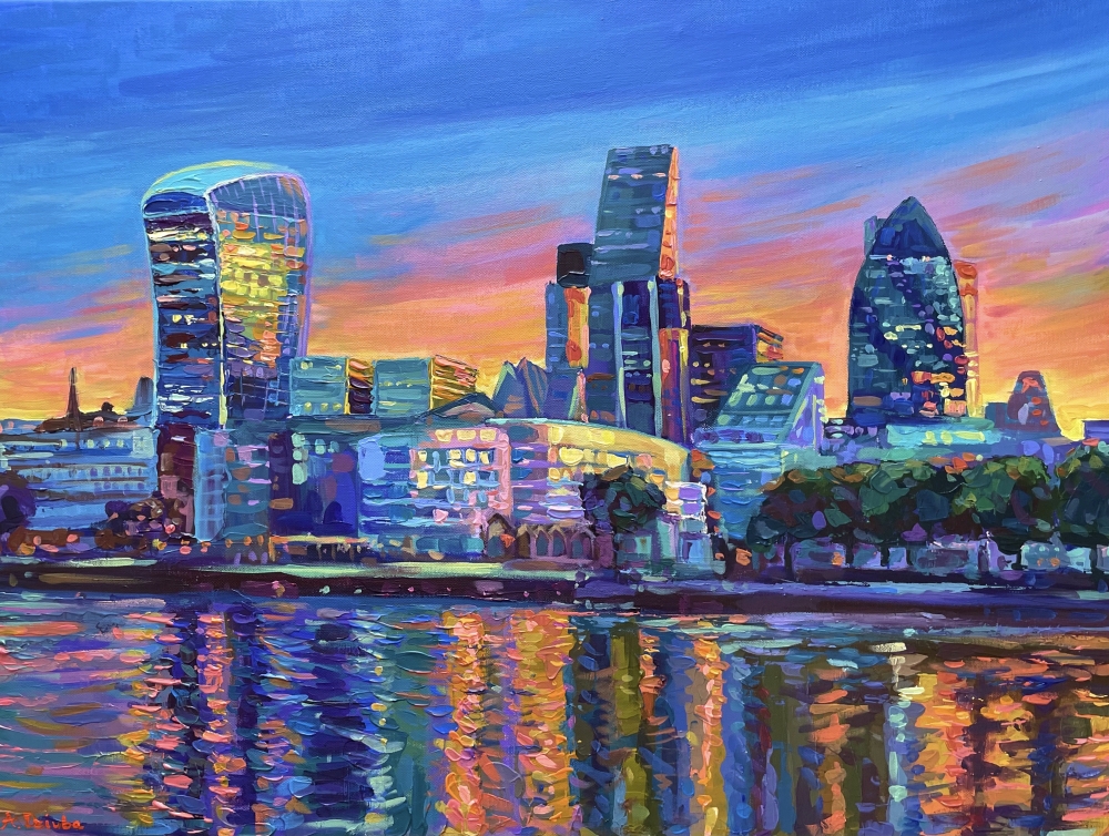 London City Skyline at Sunset 
