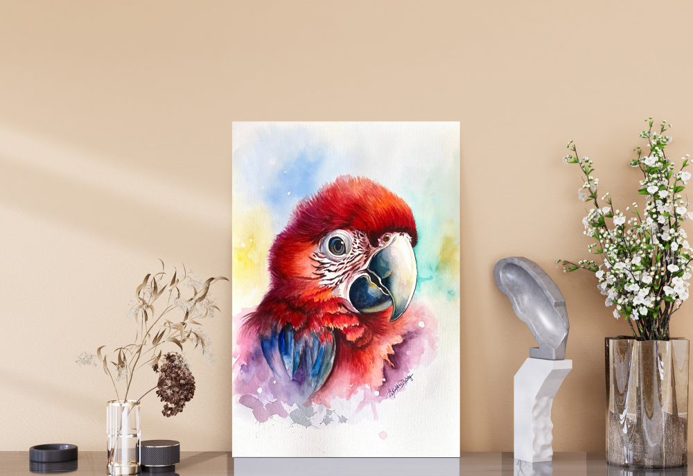 Crimson Majesty | Original Watercolor Painting | Scarlet Macaw | A3 Size