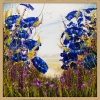 Blue Jewel Flowers Framed