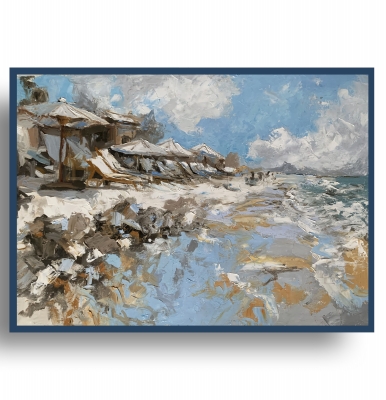 Grey Beach Day. Parasols.#2