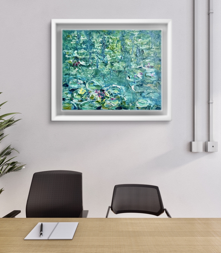 \"Reflections in Bloom\" – Monet-Inspired Original Oil Painting 