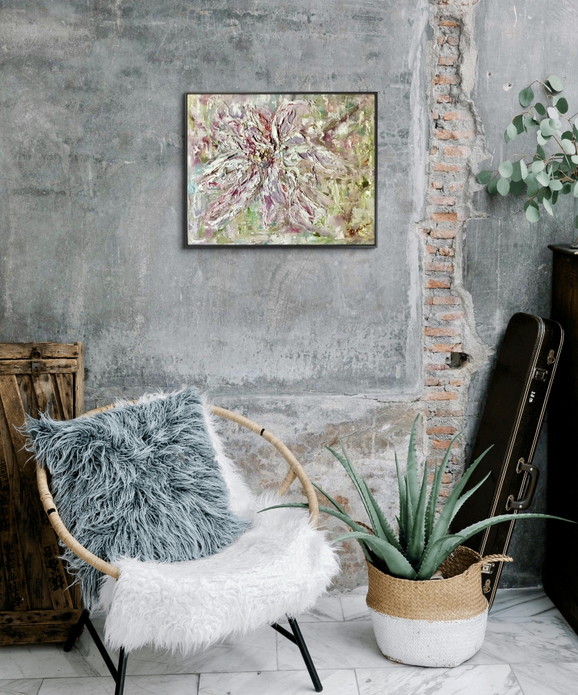 White Magnolia Veil – Original Textured Oil Painting on Canvas