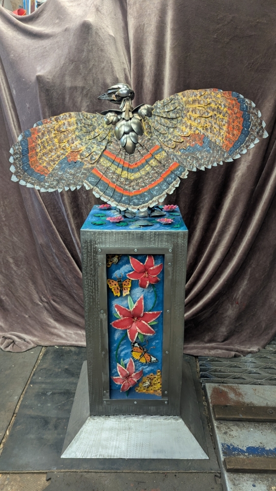 Sunbittern on a plinth