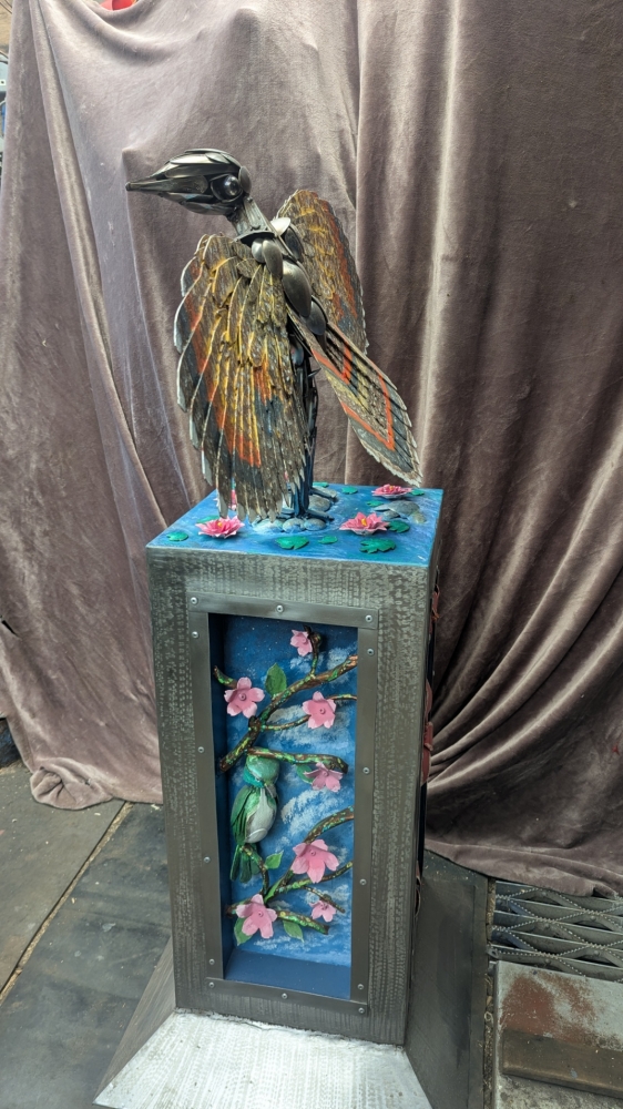 Sunbittern on a plinth