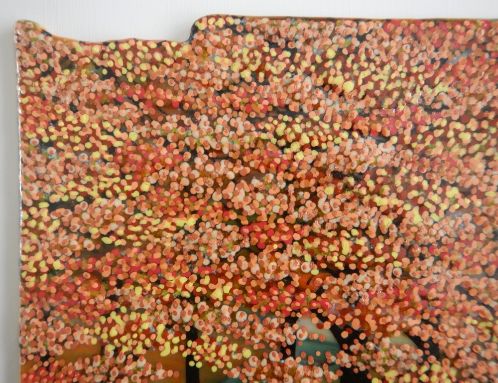 Artist made Fused Glass Autumn Trees Picture