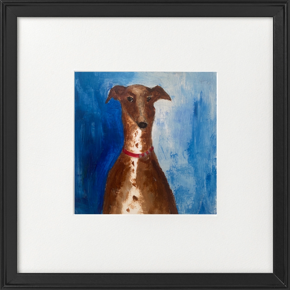  Greyhound on Blue framed