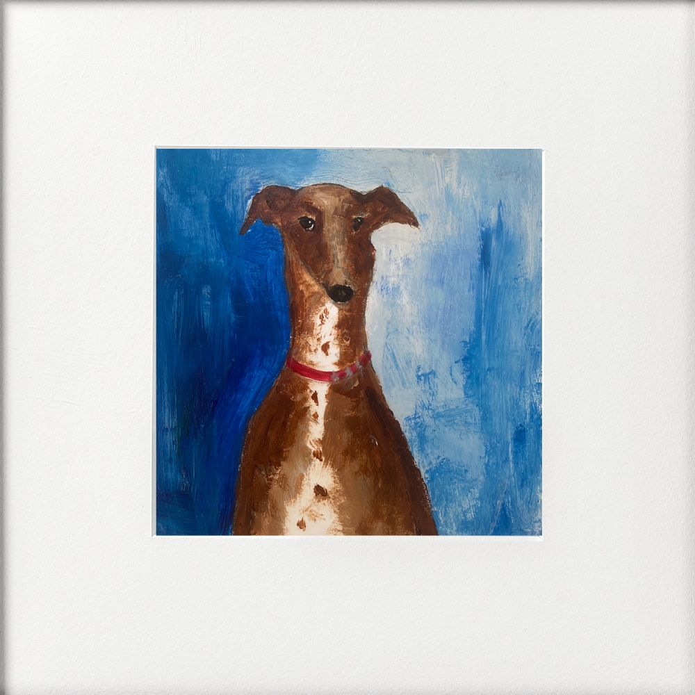  Greyhound on Blue framed