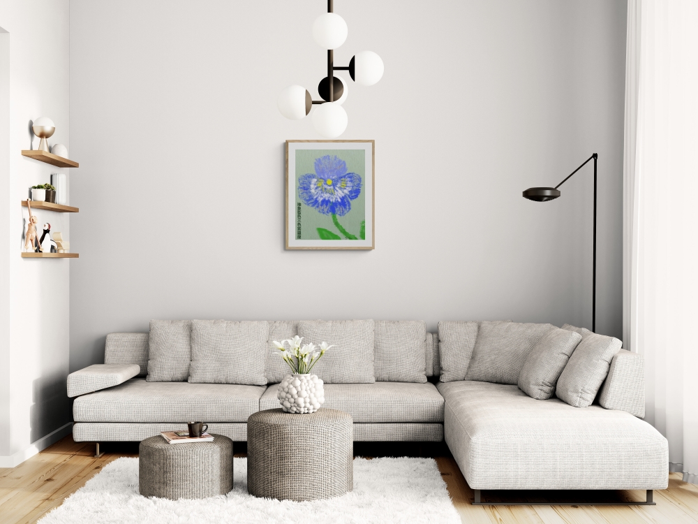 Abstract Blue Pansy Hanzi