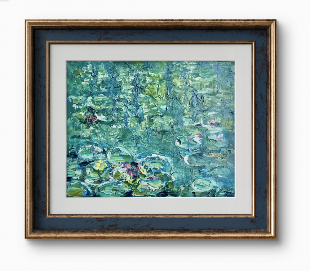 \"Reflections in Bloom\" – Monet-Inspired Original Oil Painting 