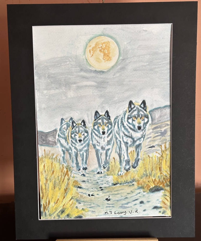 Wolf Pack On the prowl as the moon sets 
