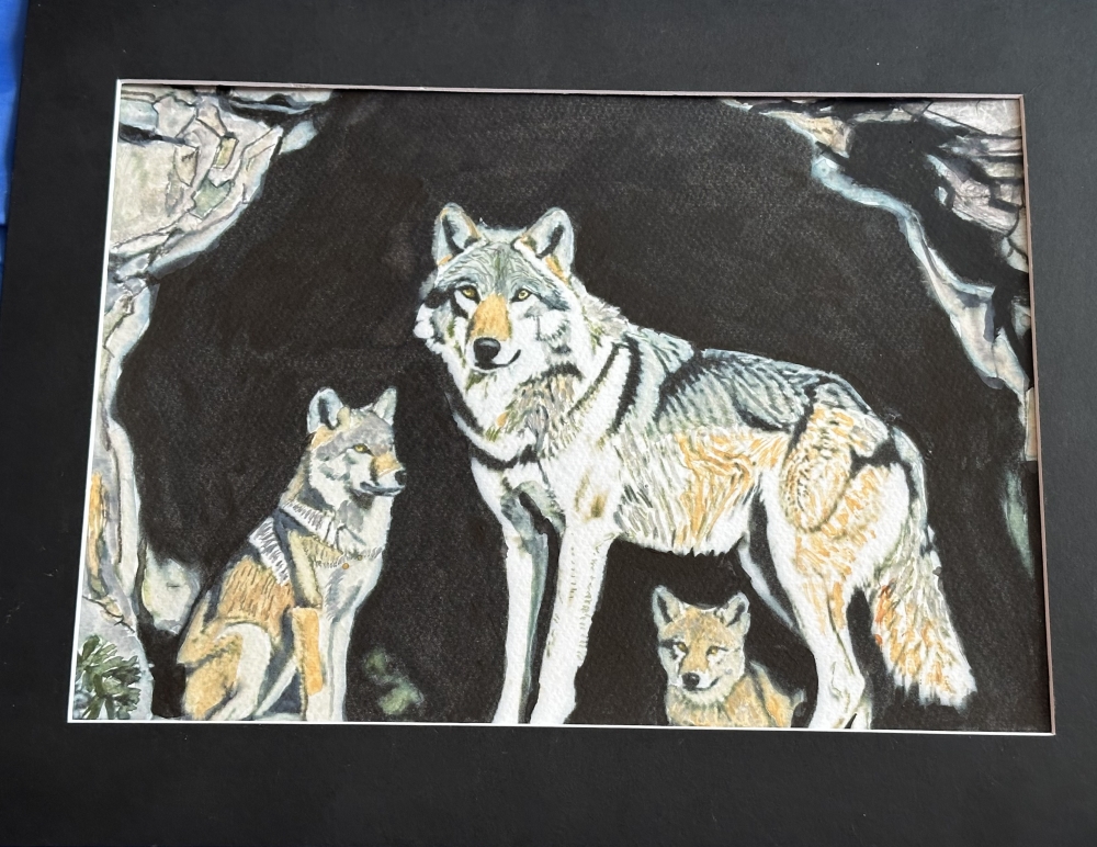 She wolf in Den with Pups 