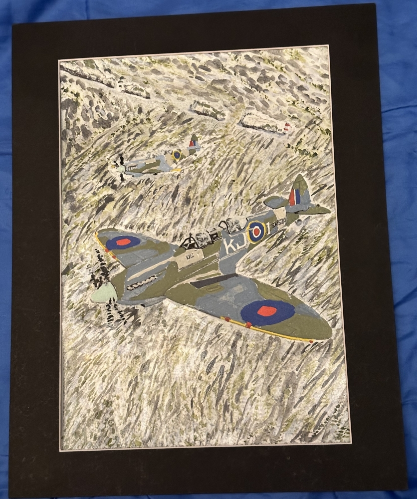A Second World War plane spitfire flying over the needles   English Channel 