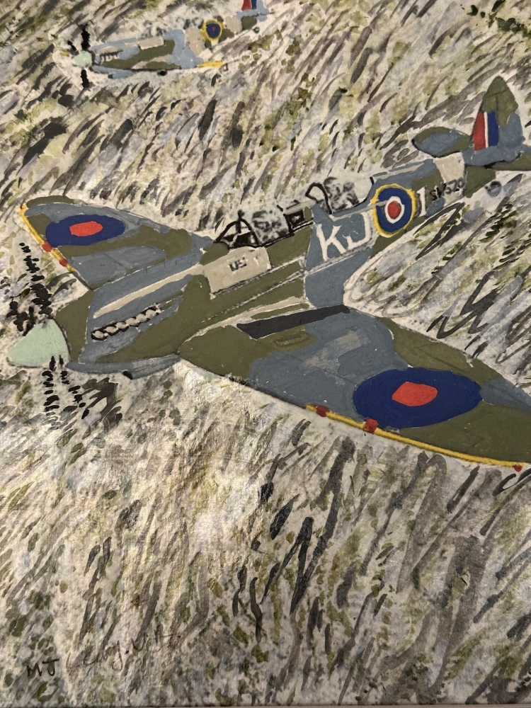 A Second World War plane spitfire flying over the needles   English Channel 