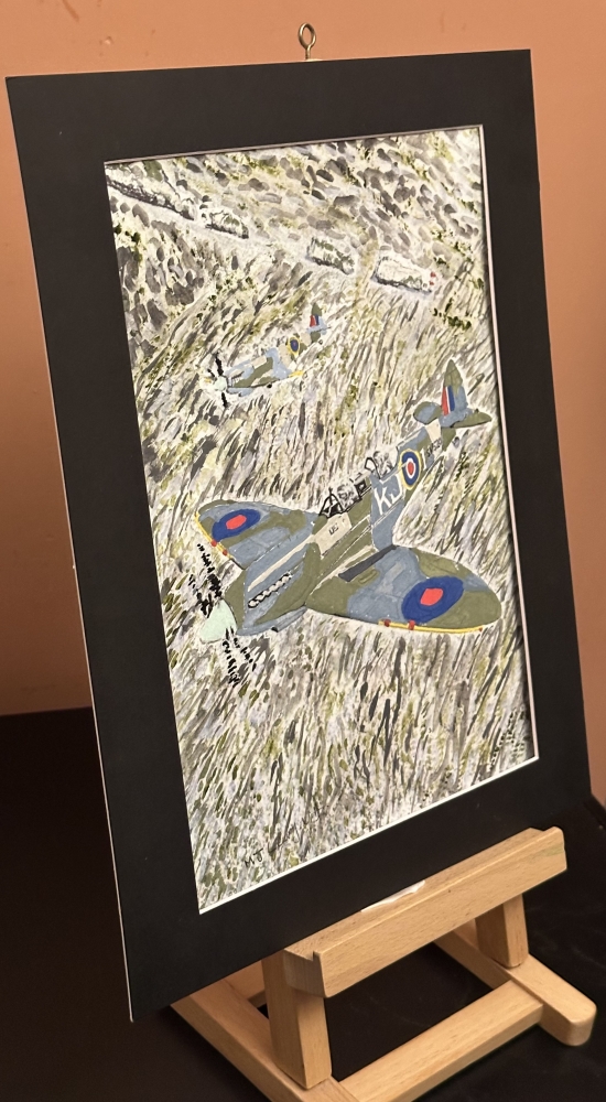 A Second World War plane spitfire flying over the needles   English Channel 
