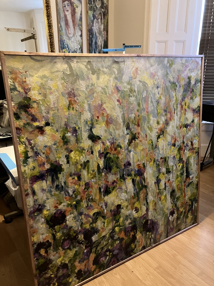 Tones of lavender. 140cm x 140cm x 3.8cm