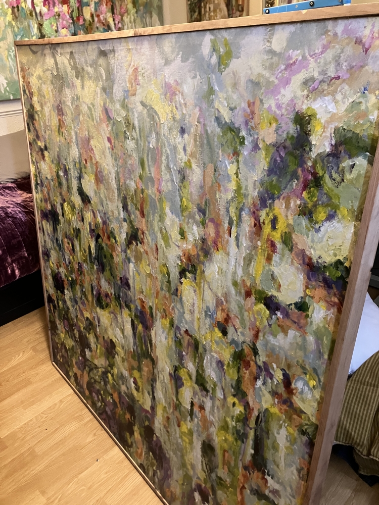 Tones of lavender. 140cm x 140cm x 3.8cm