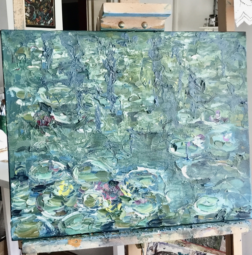 \"Reflections in Bloom\" – Monet-Inspired Original Oil Painting 