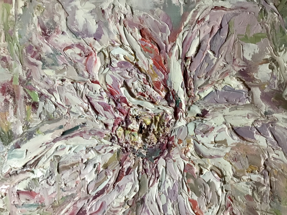 White Magnolia Veil – Original Textured Oil Painting on Canvas