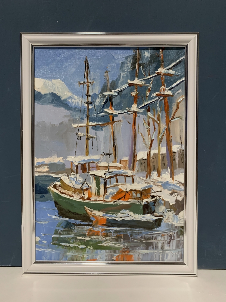 Winter Harbor with yachts.
