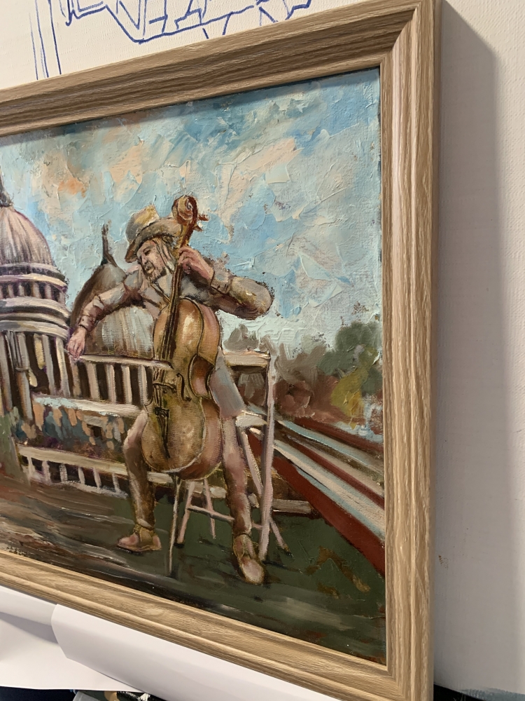 Street musician. Cello Serenade at the Capitol.