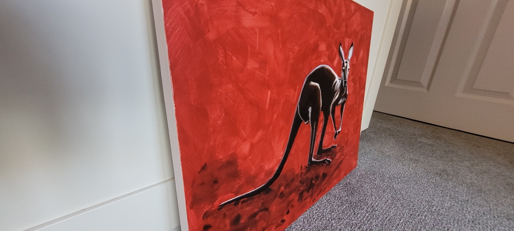 Kangaroo on a red background